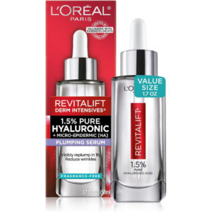 L'Oréal Paris Revitalift 1.5% Pure Hyaluronic Acid Face Serum, Large Format, to Hydrate, Visibly Plump Skin, & Reduce Wrinkles, Fragrance Free 1 .7 oz