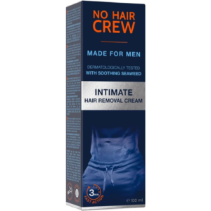 No Hair Crew Intimate/Private At Home Hair Removal Cream for Men - Painless, Flawless, Soothing Depilatory for Unwanted Coarse Male Body Hair, 100ml