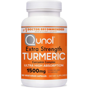 Turmeric Curcumin Capsules, Qunol with Ultra High Absorption 1500mg, Joint Support Supplement, Extra Strength Tumeric, Vegetarian Capsules, 2 Month Supply, 180 Count (Pack of 1)