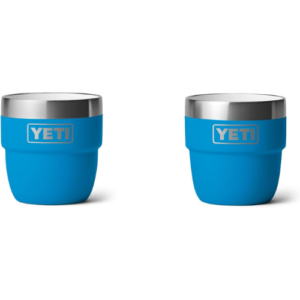 YETI Rambler 4 oz Stackable Cup, Stainless Steel, Vacuum Insulated Espresso/Coffee Cup, 2 Pack, Big Wave Blue