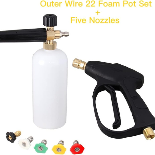 THE WHITH SHOPFoam Cannon, Lance, and Bottle - Large Reservoir with Adjustable Nozzle Kit - High-Pressure Foam Washer for Professional Washing and Detailing for Cars, Boats, Floors, Roofs, and More