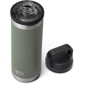 YETI Rambler 18 oz Bottle, Vacuum Insulated, Stainless Steel with Chug Cap, Camp Green