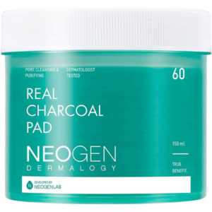 DERMALOGY by NEOGENLAB Real Charcoal Pad (60 pads) - Daily Deep Pore Facial Cleansing Pads with PHA, LHA & Charcoal for Normal & Oily Skin & Dry Skin - Korean Skin Care