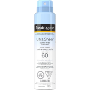 Neutrogena Ultra Sheer SPF 60 Body Mist Sunscreen Spray Sky Purple 141g