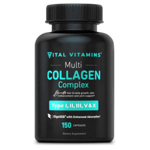 Vital Vitamins Multi Collagen for Women & Men - Type I, II, III, V, X - Grass Fed, Non-GMO - 150 Capsules