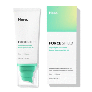 Force Shield Superlight Sunscreen SPF 30 from Hero Cosmetics - Everyday SPF 30 for Acne-Prone Skin with Zinc Oxide, Green Surge, and Extremolytes, Fragrance Free and Reef Safe (50 ml)