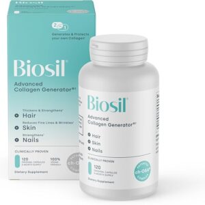 BioSil - 120 Vegan Capsules - with Patented ch-OSA Complex - Increase Collagen Production for Beautiful Hair, Skin & Nails - GMO Free - 120 Servings