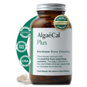 ALGAECAL Plus - Organic Red Algae Calcium Supplement, Vitamin K2 MK7 (100mg), Vitamin D3 (1600 IU), Magnesium (250mg) & Trace Minerals, for Bone Health & Strength, Easy to Swallow, 120 Veggie Caps