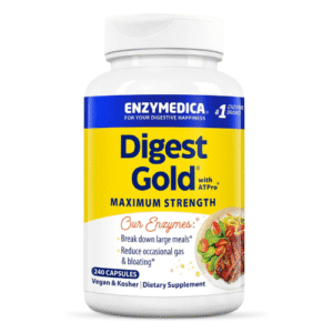 Enzymedica Digest Gold + ATPro 240 Capsules | Maximum Strength Enzyme | Breaks-down Carbs, Fats, Fiber and Protein | Reduce Occational Gas & Bloating | Converts Food to Energy