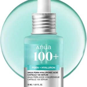 Anua PDRN Hyaluronic Acid Capsule 100 Serum, Radiant Face Serum, Hyaluronic Acid, Hydration, Moisture Plumping effect, Natural color, Fragrance free, Korean Skincare, 30ml / 1.01 fl. oz