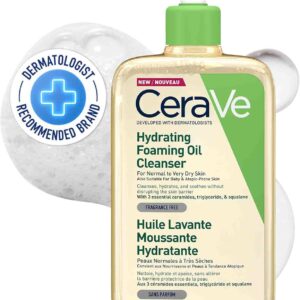 CeraVe Hydrating Foaming Oil Cleanser 473ml for Normal to Very Dry Skin with Squalane, Triglyceride and 3 Essential Ceramides. For Face and Body
