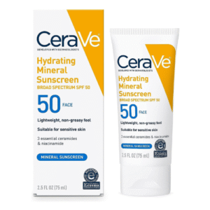 CeraVe 100% Mineral Sunscreen SPF 50 | Face Sunscreen with Zinc Oxide & Titanium Dioxide for Sensitive Skin | 2.5 oz, 1 Pack (Packaging May Vary)