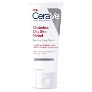 CeraVe Moisturizing Cream for Diabetics’ Dry Skin | Urea Cream with Bilberry for Face and Body | Fragrance Free & Paraben Free | 8 Ounce