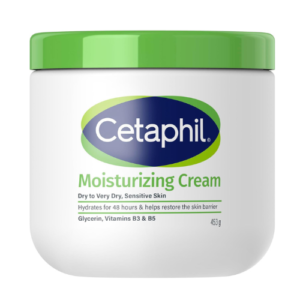 Cetaphil Moisturizing Cream for Face & Body – 48-Hour Hydration for Dry to Very Dry Sensitive Skin with Niacinamide, Vitamin B5, Glycerin & Sweet Almond Oil, Fragrance-Free, Non-Comedogenic, 453g
