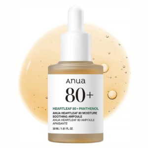 ANUA Heartleaf 80 Soothing Ampoule 30ml – Hydrating Face Serum with 80% Heartleaf, Panthenol & Hyaluronic Acid | Lightweight, Non-Greasy Korean Skincare for Glass Skin