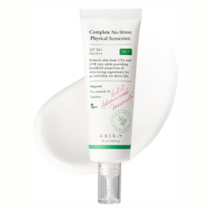 AXIS-Y Complete No-Stress Physical Sunscreen V3 SPF 50 PA++++ 50ml – Mineral Sunscreen with Zinc Oxide & 2% Niacinamide | Broad Spectrum Vegan Korean Sunblock